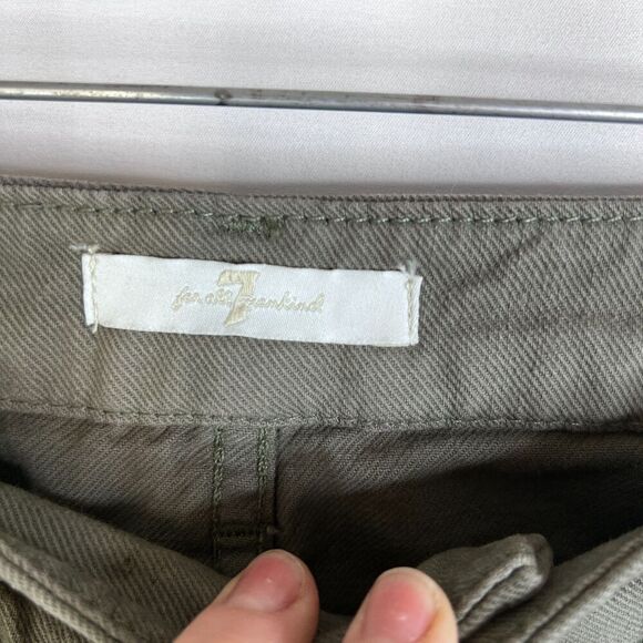 7 for All Mankind Army Green Raw Ankle Skinny Jean Destructed Knee Size 25 - Picture 9 of 12